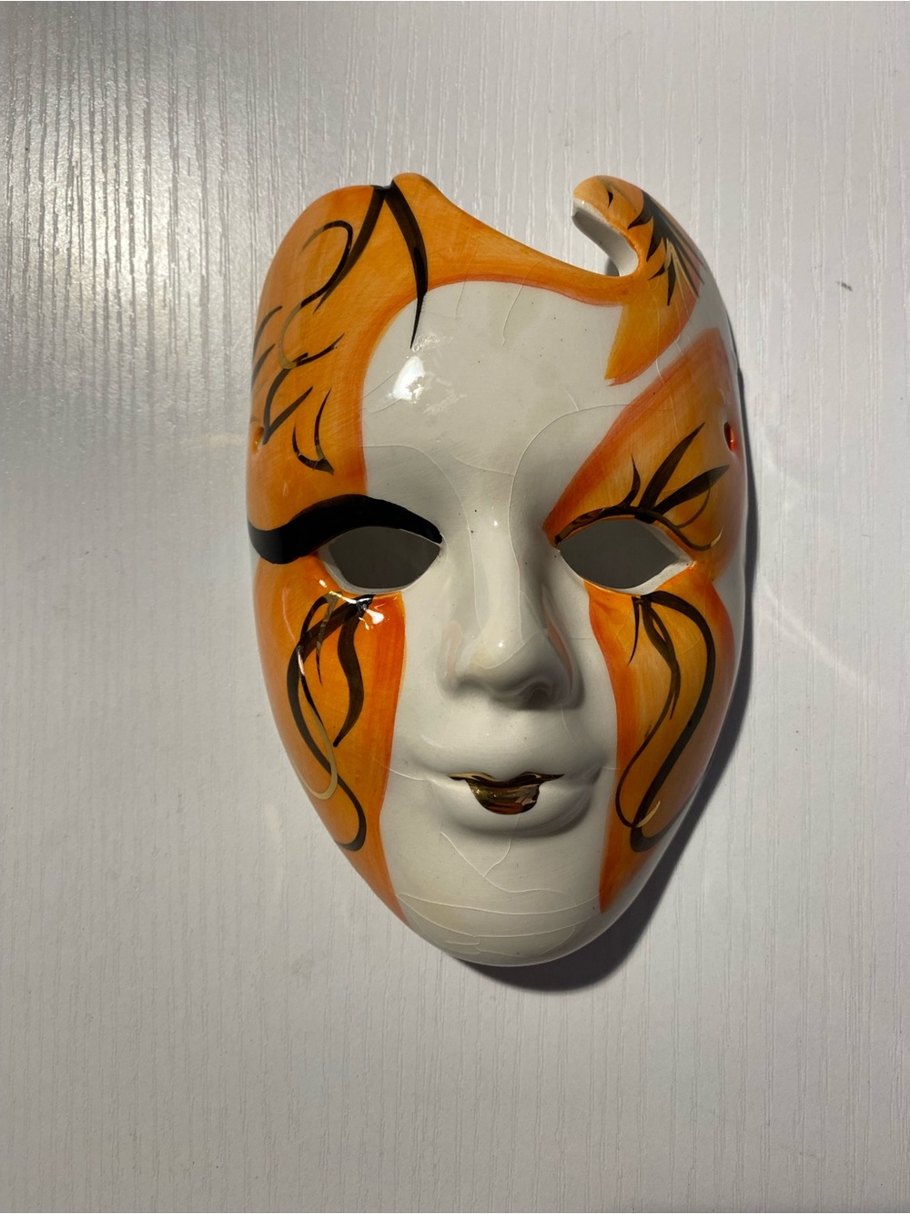 Vintage Ceramic Venetian Harlequin Wall Mask Hand Painted